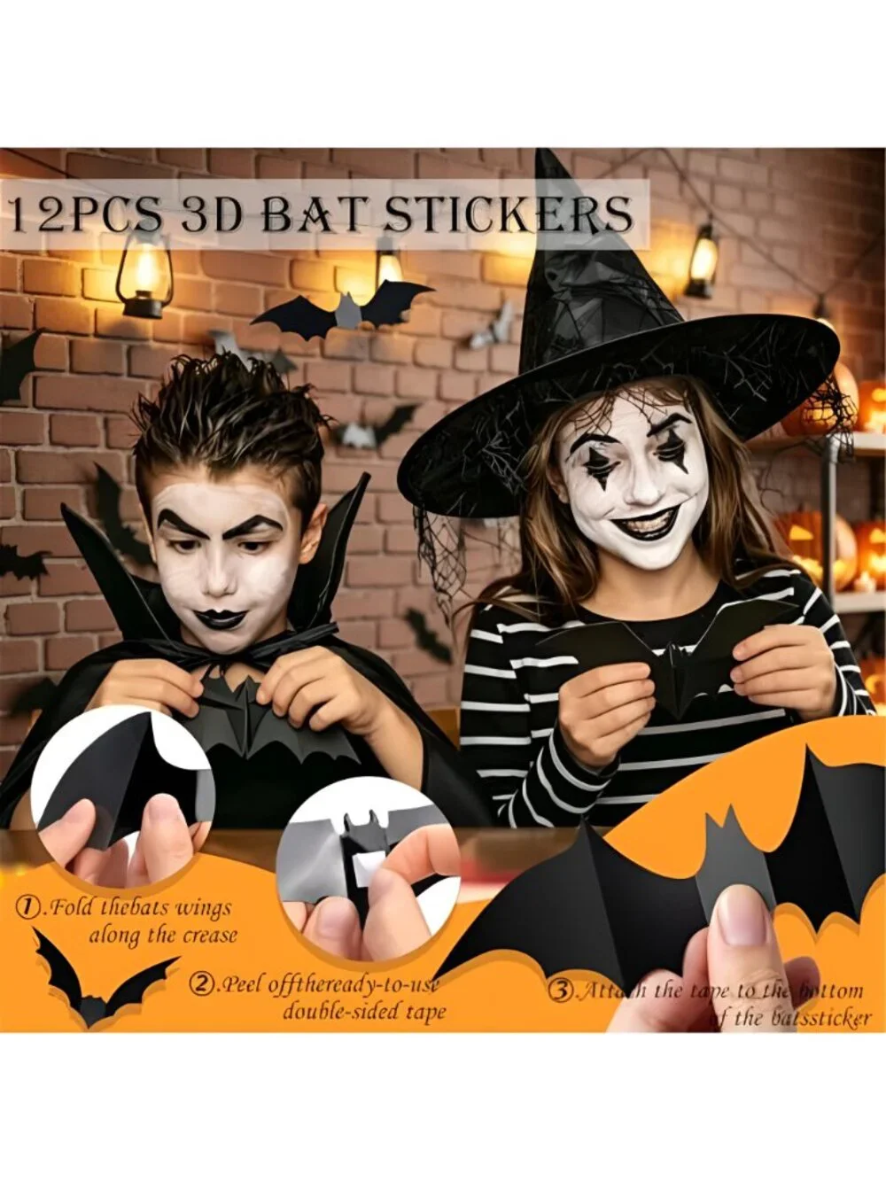 Happy Halloween Banner, Paper Fans, Skull Garland, Lanterns & Bat Stickers